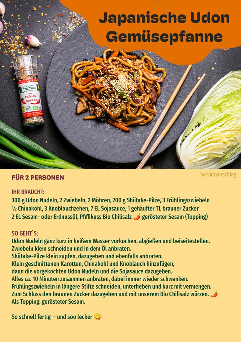 Rezeptkarte Japanische Udon Gemüsepfanne