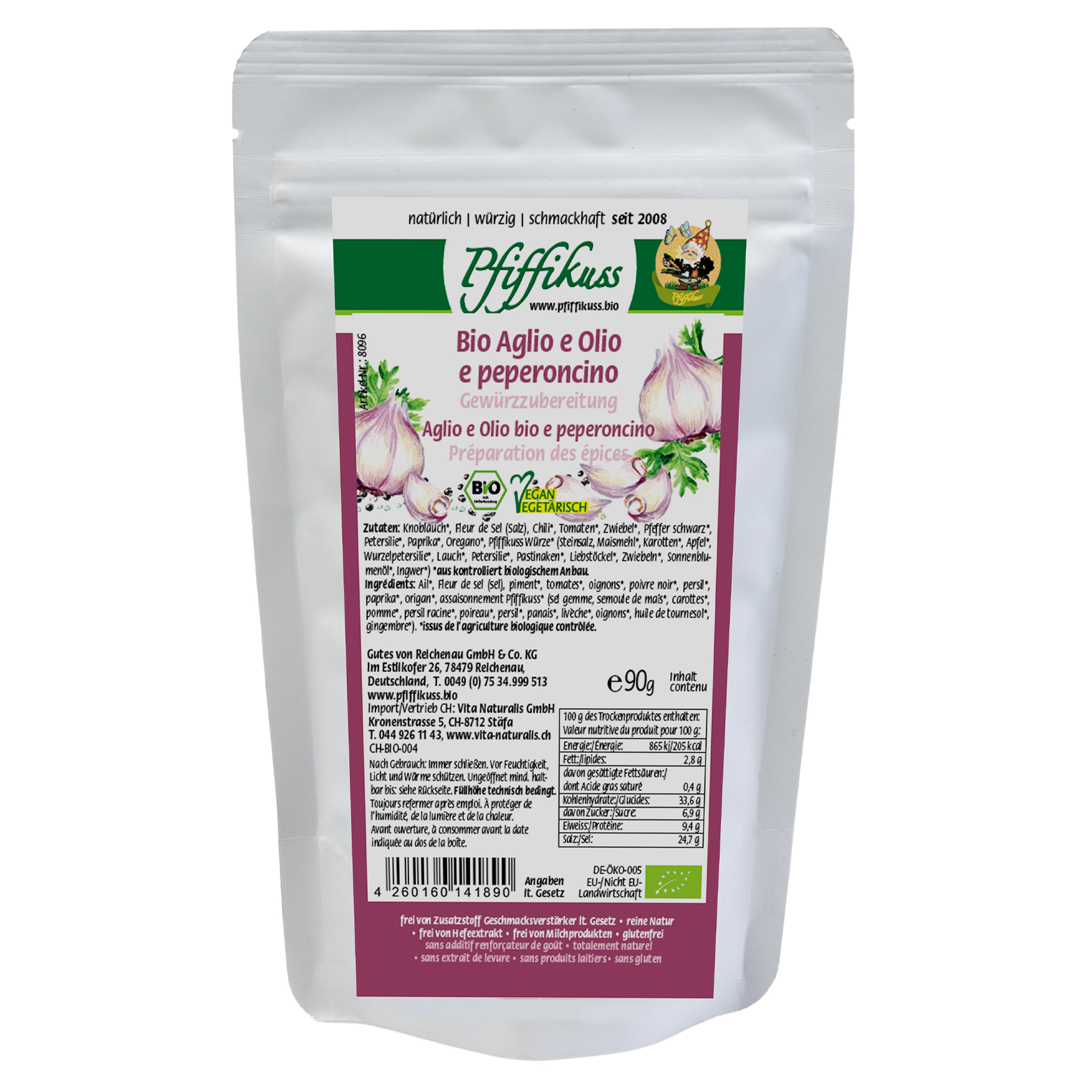 Bio Gewürzmischung Aglio e Olio 90g pikant