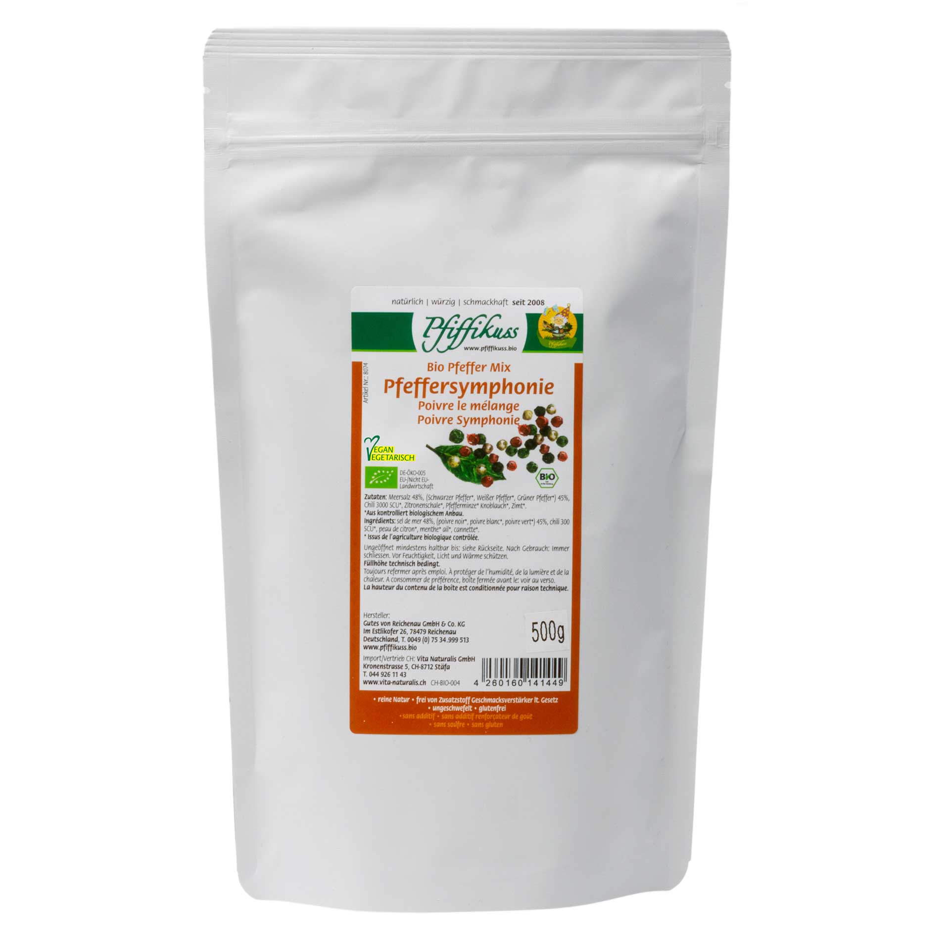 Pfeffer Mix Bio Pfeffersymphonie 500g Nachfüllbeutel 