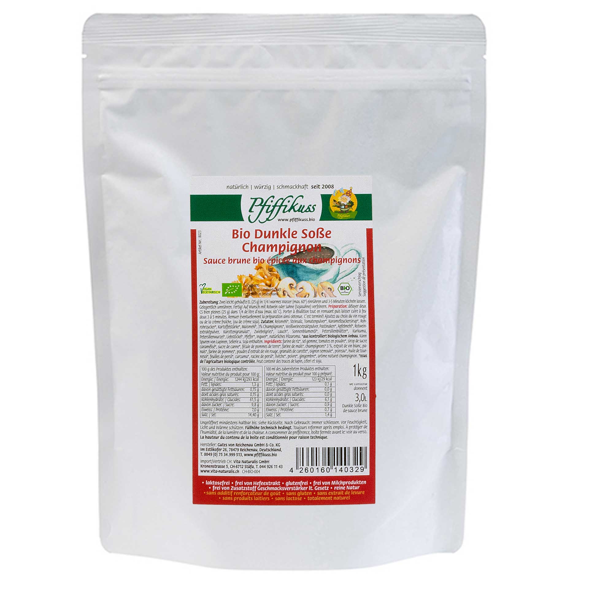 Dunkle Sosse Bio mit Champignon 1 kg Endverbraucher