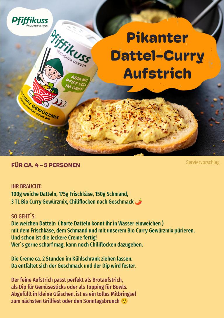 Rezeptkarte Pikanter Dattel-Curry Aufstrich