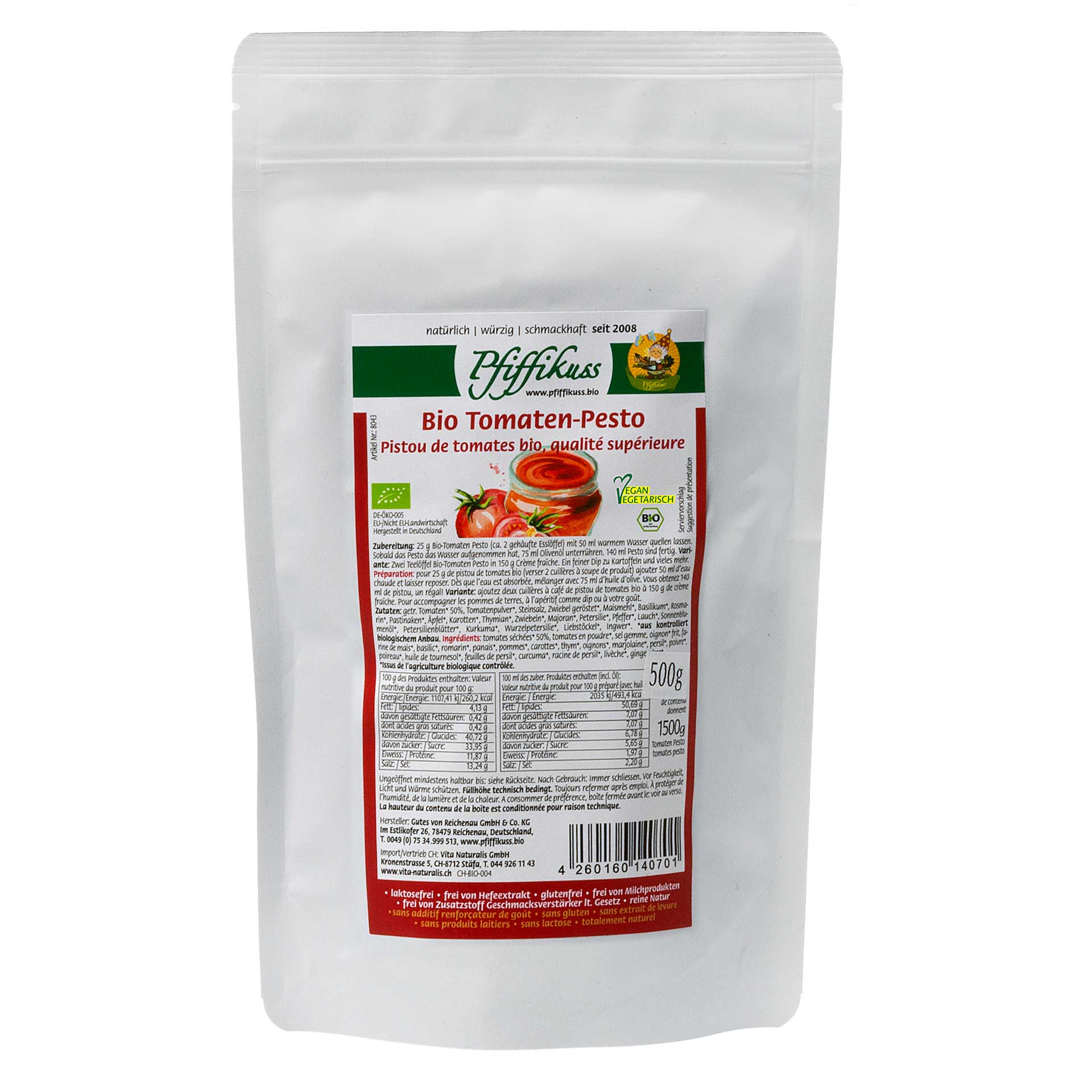 Tomaten Pesto Bio 500 Beutel Endverbraucher