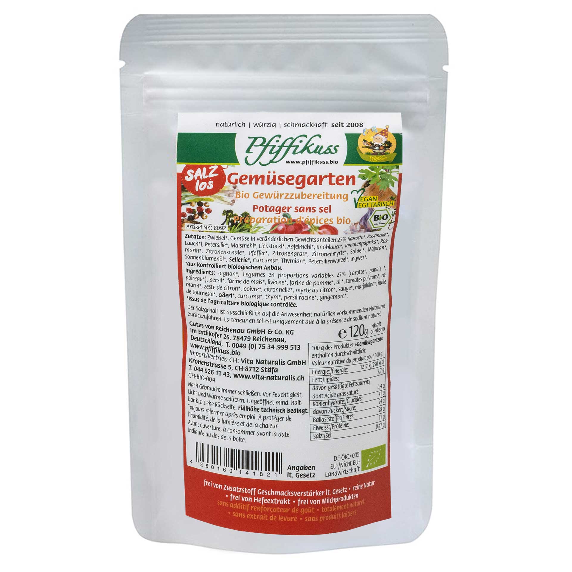 Bio Gewürzmischung Gemüsegarten ohne Salz 120g