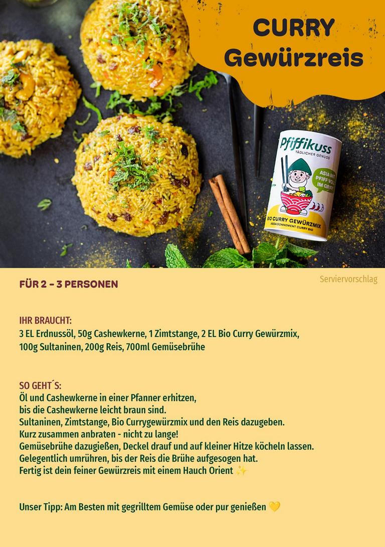 Rezeptkarte Curry Gewürzreis